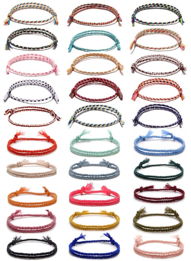 MOZAKA 30Pcs Woven Wrap Friendship Bracelets for Women Men Adjustable Colorful String Wrist Cord Handmade Friendship Braided Ankle Bracelets Party Favors - Image 1